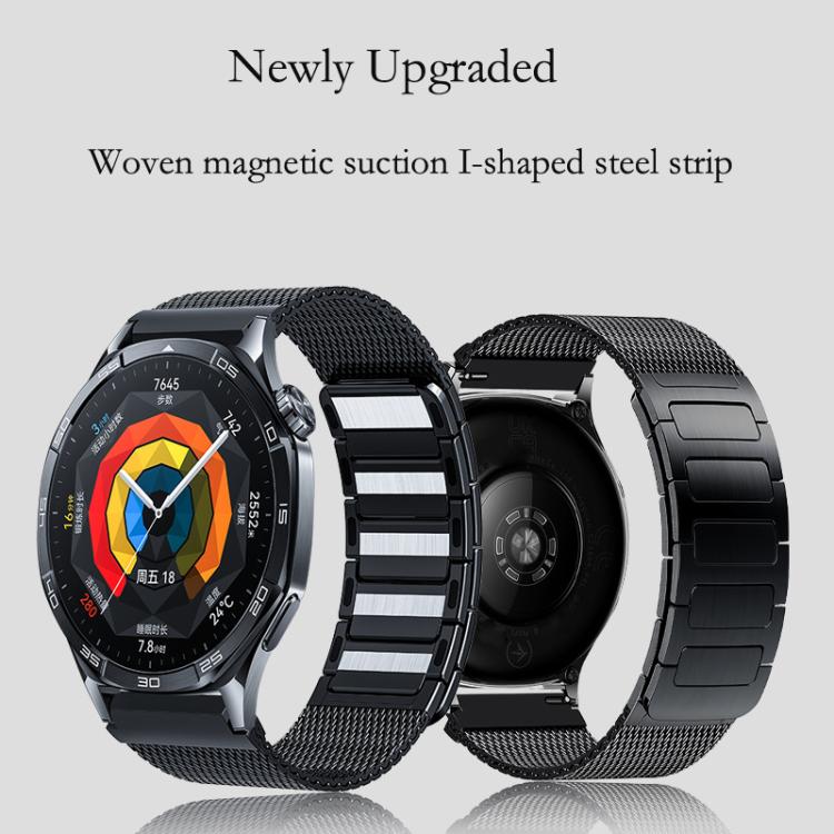 20mm Woven I-Shaped Metal Stainless Steel Magnetic Watch Band