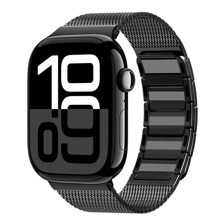 For Apple Watch 46mm / 49mm / 45mm / 44mm Magnetic Woven I-Shaped Stainless Steel Watch Band