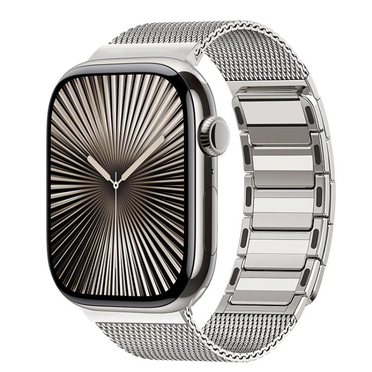 For Apple Watch 46mm / 49mm / 45mm / 44mm Magnetic Woven I-Shaped Stainless Steel Watch Band