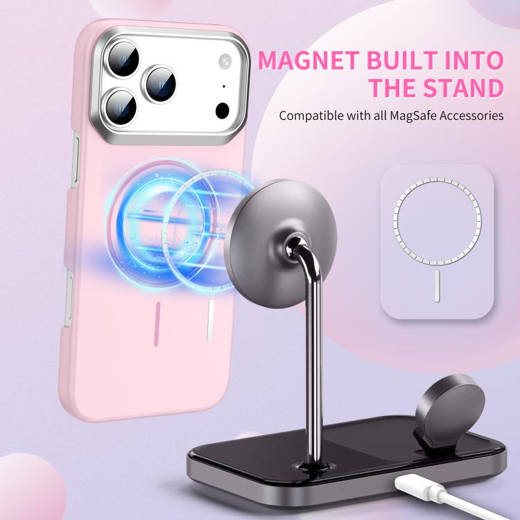 For iPhone 17 Pro Max Gold Armor PC Thin Circle MagSafe Shockproof Phone Case