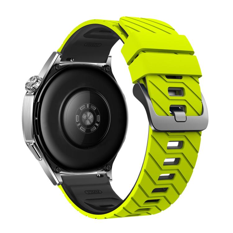 22mm Twill Texture Two Color Silicone Watch Band - Light Yellow Black