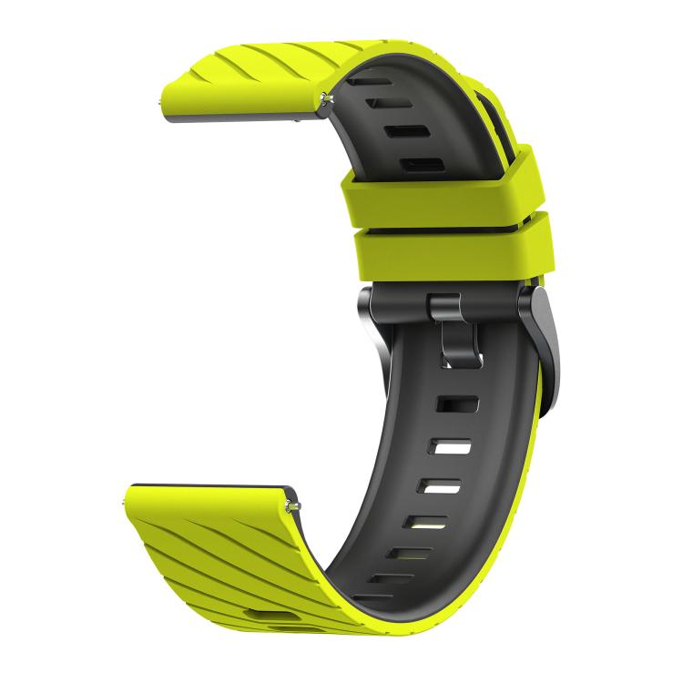 22mm Twill Texture Two Color Silicone Watch Band - Light Yellow Black