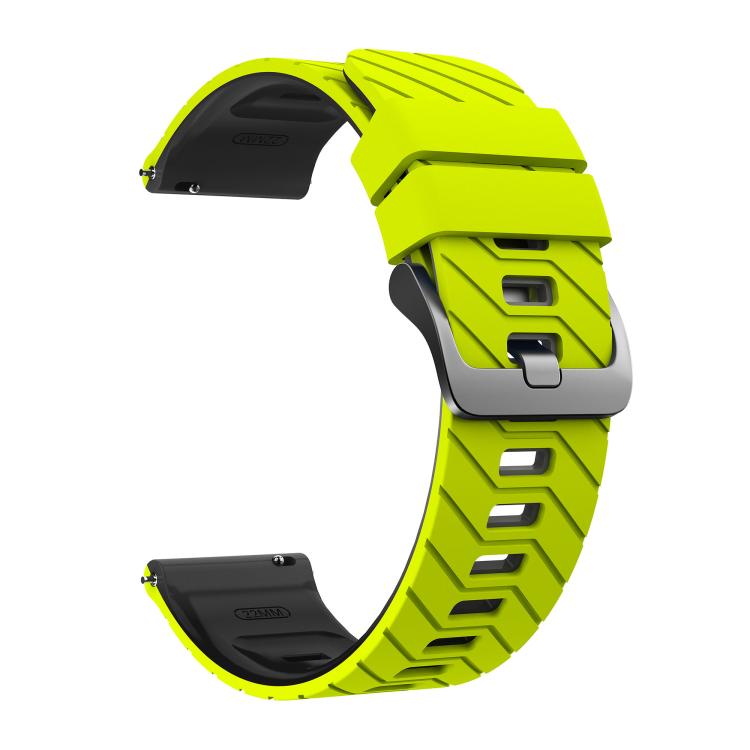 22mm Twill Texture Two Color Silicone Watch Band - Light Yellow Black
