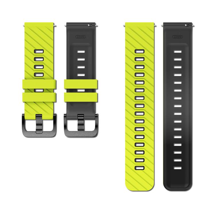22mm Twill Texture Two Color Silicone Watch Band - Light Yellow Black
