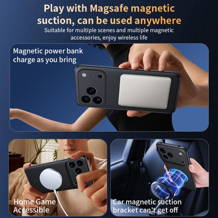 For iPhone 17 Pro Plain Leather MagSafe Shockproof Phone Case