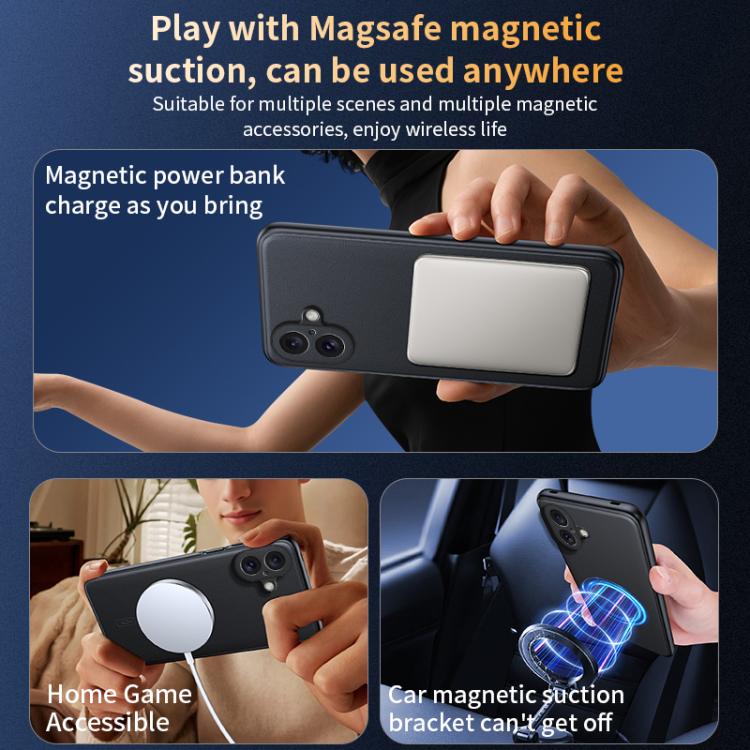 For iPhone 17 Plain Leather MagSafe Shockproof Phone Case