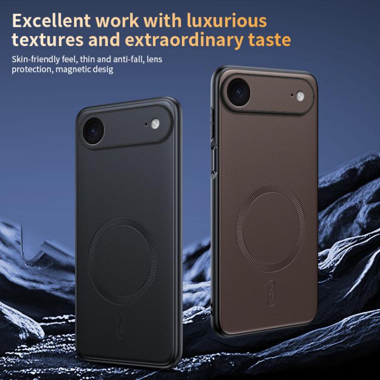 For iPhone Air Plain Leather MagSafe Shockproof Phone Case