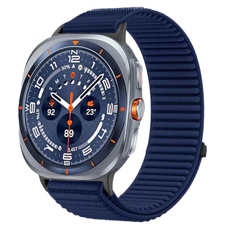 For Samsung Galaxy Watch Ultra 47mm / Ultra 2025 Woven Nylon Hook And Loop Fastener Metal Interface Watch Band