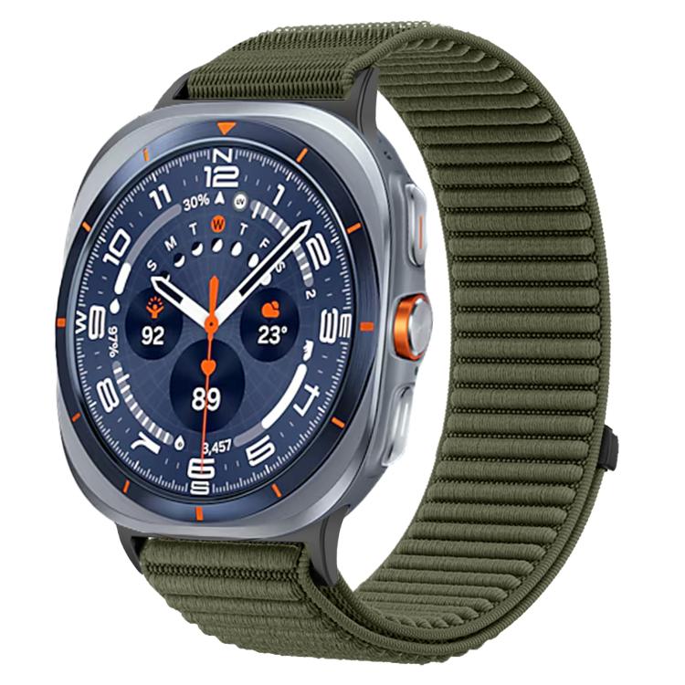 For Samsung Galaxy Watch Ultra 47mm / Ultra 2025 Woven Nylon Hook And Loop Fastener Metal Interface Watch Band