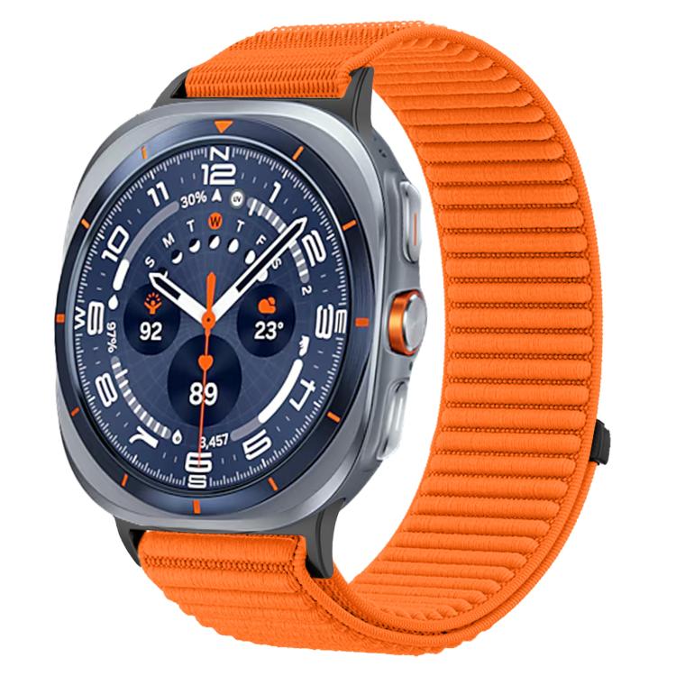 For Samsung Galaxy Watch Ultra 47mm / Ultra 2025 Woven Nylon Hook And Loop Fastener Metal Interface Watch Band