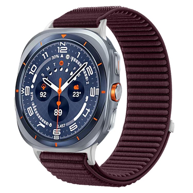 For Samsung Galaxy Watch Ultra 47mm / Ultra 2025 Woven Nylon Hook And Loop Fastener Metal Interface Watch Band