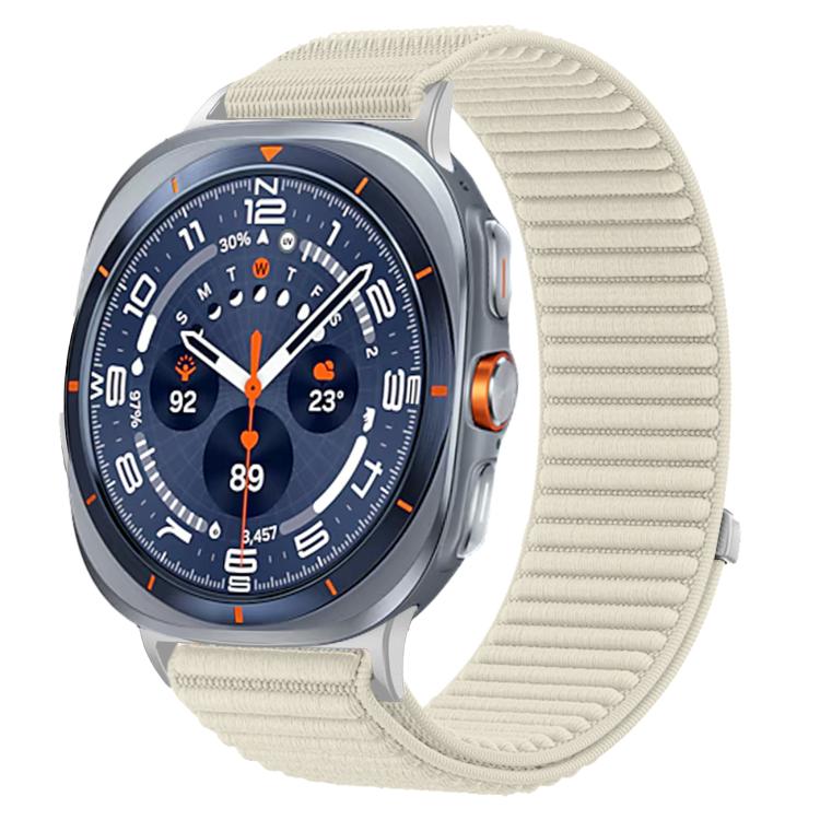 For Samsung Galaxy Watch Ultra 47mm / Ultra 2025 Woven Nylon Hook And Loop Fastener Metal Interface Watch Band