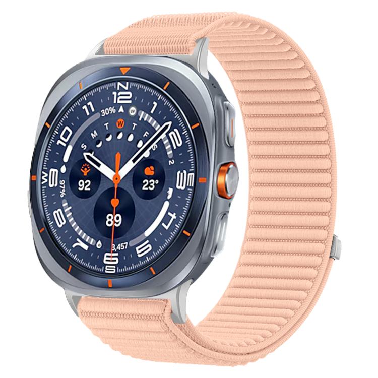 For Samsung Galaxy Watch Ultra 47mm / Ultra 2025 Woven Nylon Hook And Loop Fastener Metal Interface Watch Band