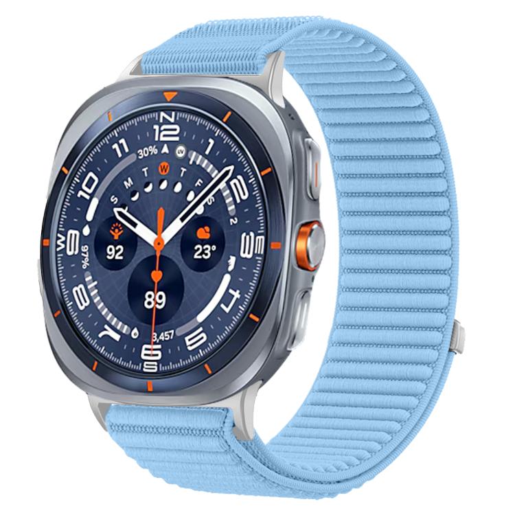 For Samsung Galaxy Watch Ultra 47mm / Ultra 2025 Woven Nylon Hook And Loop Fastener Metal Interface Watch Band