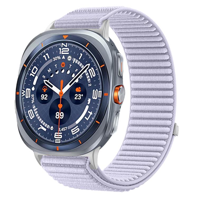 For Samsung Galaxy Watch Ultra 47mm / Ultra 2025 Woven Nylon Hook And Loop Fastener Metal Interface Watch Band