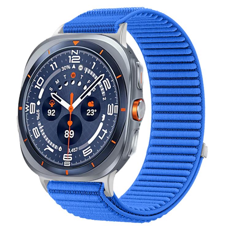For Samsung Galaxy Watch Ultra 47mm / Ultra 2025 Woven Nylon Hook And Loop Fastener Metal Interface Watch Band