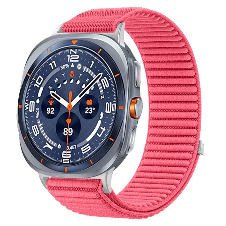 For Samsung Galaxy Watch Ultra 47mm / Ultra 2025 Woven Nylon Hook And Loop Fastener Metal Interface Watch Band