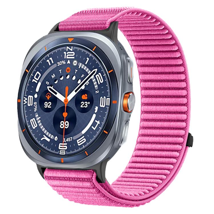 For Samsung Galaxy Watch Ultra 47mm / Ultra 2025 Woven Nylon Hook And Loop Fastener Metal Interface Watch Band