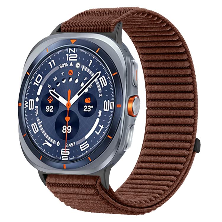 For Samsung Galaxy Watch Ultra 47mm / Ultra 2025 Woven Nylon Hook And Loop Fastener Metal Interface Watch Band