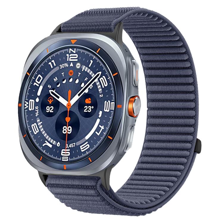 For Samsung Galaxy Watch Ultra 47mm / Ultra 2025 Woven Nylon Hook And Loop Fastener Metal Interface Watch Band