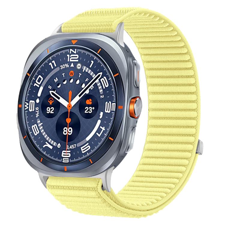 For Samsung Galaxy Watch Ultra 47mm / Ultra 2025 Woven Nylon Hook And Loop Fastener Metal Interface Watch Band
