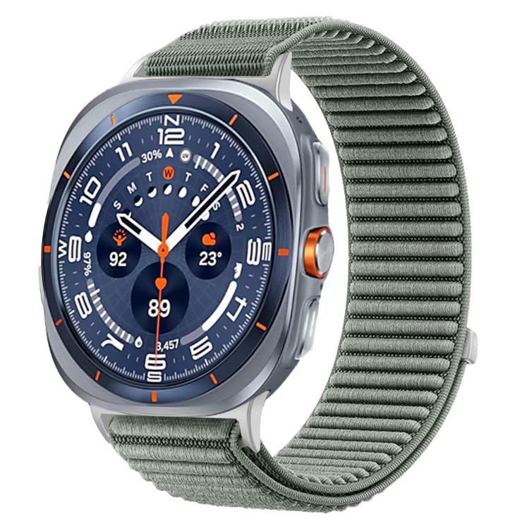 For Samsung Galaxy Watch Ultra 47mm / Ultra 2025 Woven Nylon Hook And Loop Fastener Metal Interface Watch Band