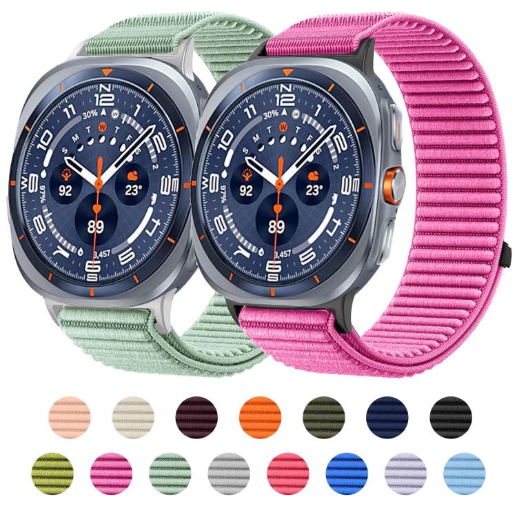 For Samsung Galaxy Watch Ultra 47mm / Ultra 2025 Woven Nylon Hook And Loop Fastener Metal Interface Watch Band