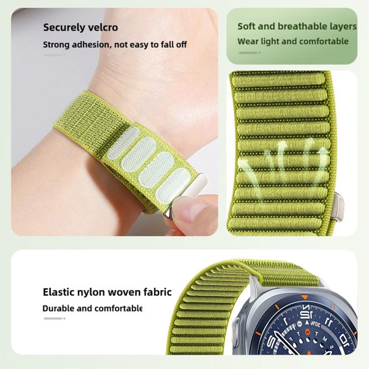 For Samsung Galaxy Watch Ultra 47mm / Ultra 2025 Woven Nylon Hook And Loop Fastener Metal Interface Watch Band