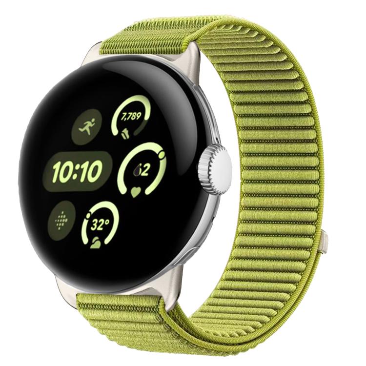 For Google Pixel Watch 4 / 3 / 2 / 1 41mm Woven Nylon Hook And Loop Fastener Metal Interface Watch Band
