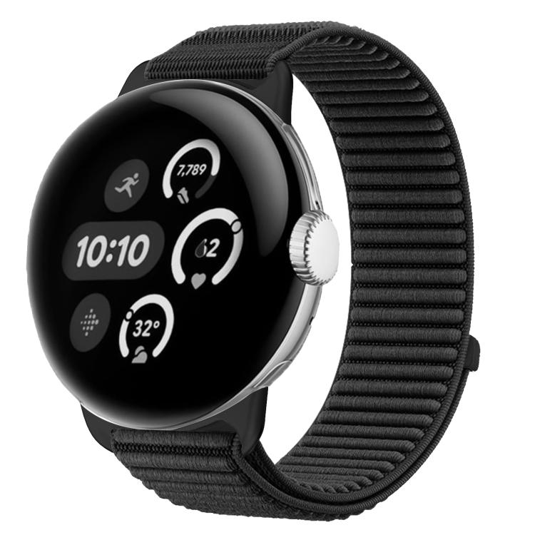 For Google Pixel Watch 4 / 3 / 2 / 1 41mm Woven Nylon Hook And Loop Fastener Metal Interface Watch Band