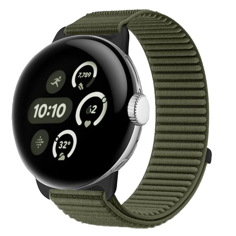 For Google Pixel Watch 4 / 3 / 2 / 1 41mm Woven Nylon Hook And Loop Fastener Metal Interface Watch Band