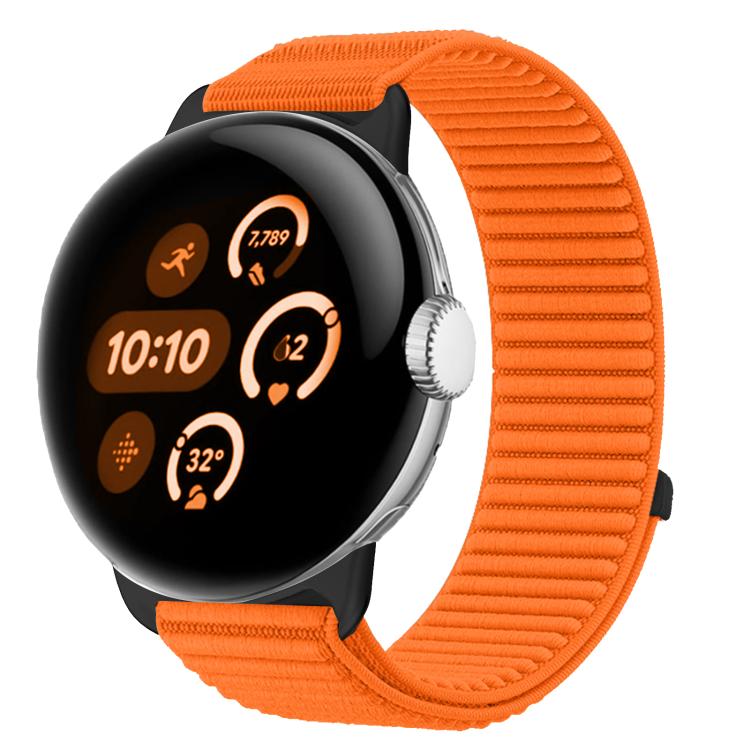 For Google Pixel Watch 4 / 3 / 2 / 1 41mm Woven Nylon Hook And Loop Fastener Metal Interface Watch Band