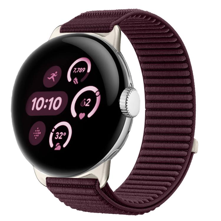 For Google Pixel Watch 4 / 3 / 2 / 1 41mm Woven Nylon Hook And Loop Fastener Metal Interface Watch Band