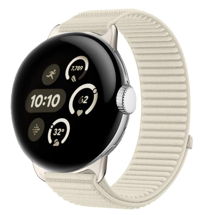 For Google Pixel Watch 4 / 3 / 2 / 1 41mm Woven Nylon Hook And Loop Fastener Metal Interface Watch Band