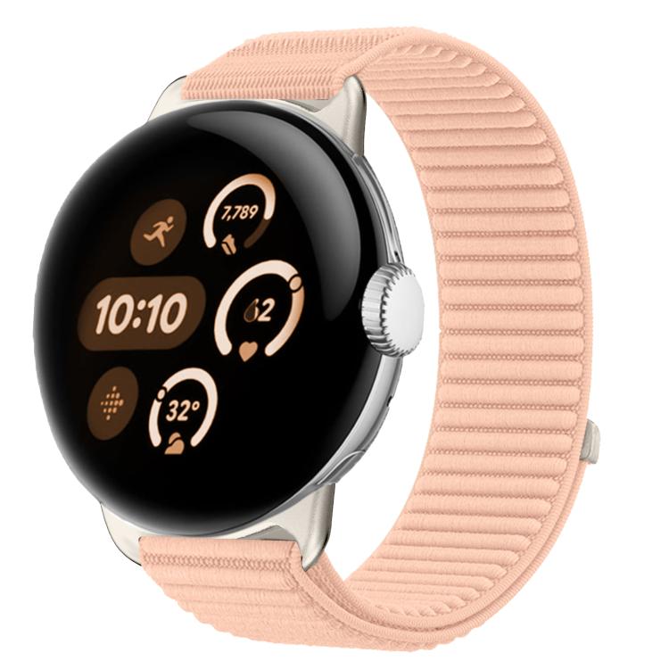 For Google Pixel Watch 4 / 3 / 2 / 1 41mm Woven Nylon Hook And Loop Fastener Metal Interface Watch Band