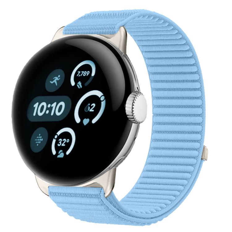 For Google Pixel Watch 4 / 3 / 2 / 1 41mm Woven Nylon Hook And Loop Fastener Metal Interface Watch Band