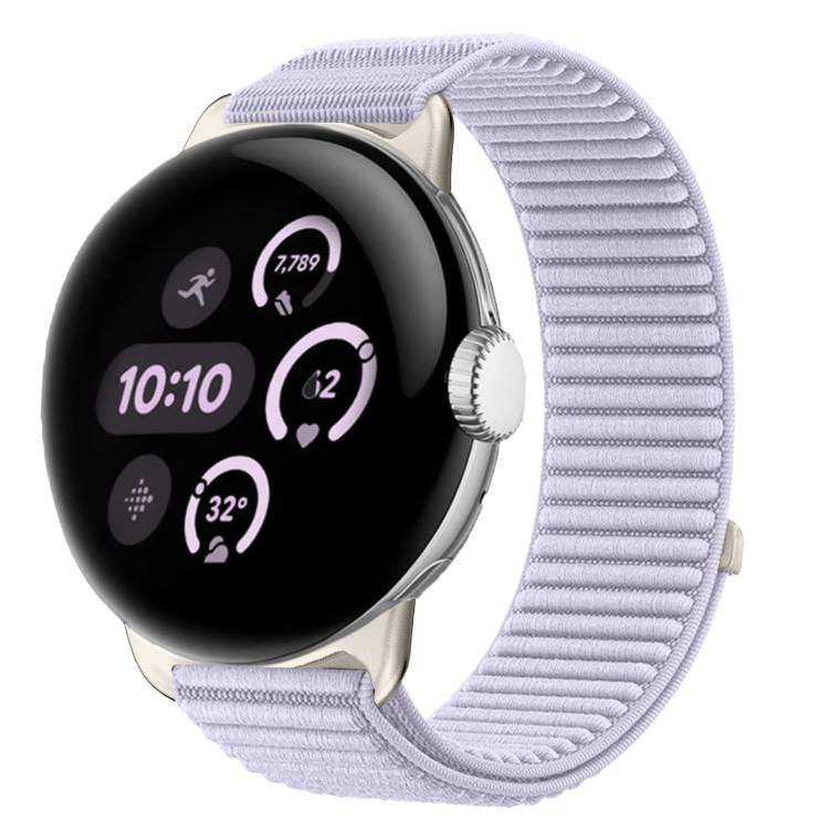 For Google Pixel Watch 4 / 3 / 2 / 1 41mm Woven Nylon Hook And Loop Fastener Metal Interface Watch Band