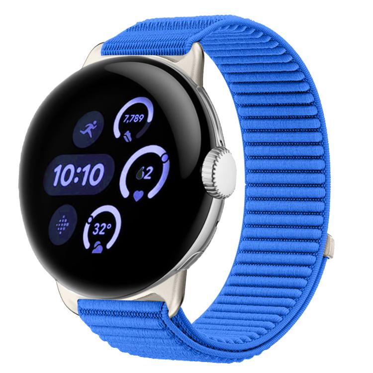 For Google Pixel Watch 4 / 3 / 2 / 1 41mm Woven Nylon Hook And Loop Fastener Metal Interface Watch Band
