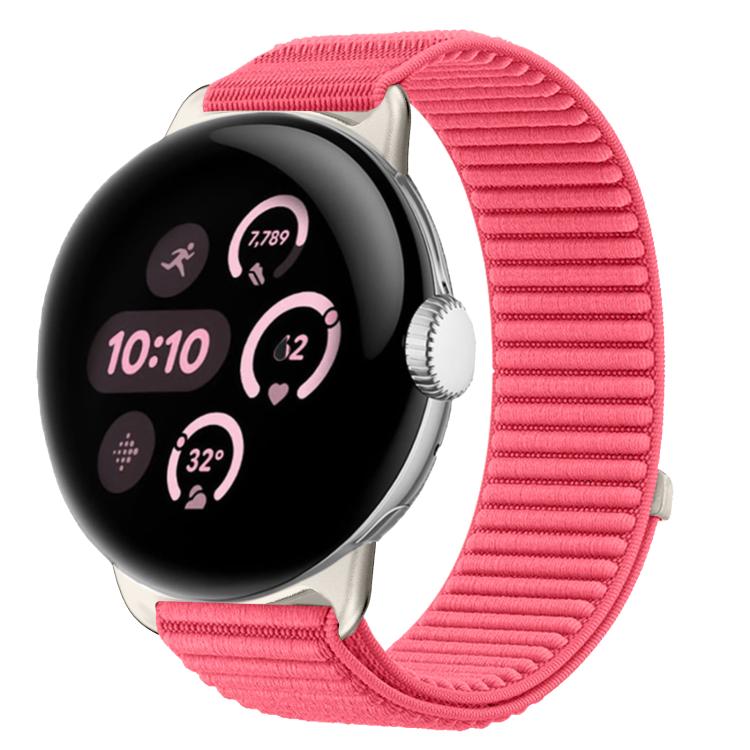For Google Pixel Watch 4 / 3 / 2 / 1 41mm Woven Nylon Hook And Loop Fastener Metal Interface Watch Band