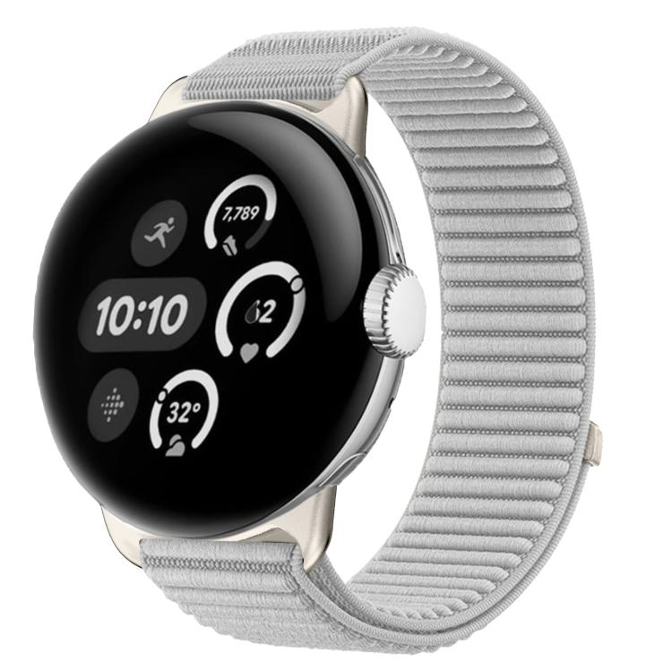 For Google Pixel Watch 4 / 3 / 2 / 1 41mm Woven Nylon Hook And Loop Fastener Metal Interface Watch Band