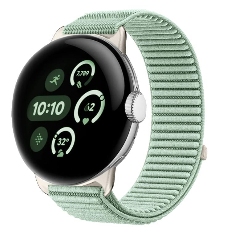 For Google Pixel Watch 4 / 3 / 2 / 1 41mm Woven Nylon Hook And Loop Fastener Metal Interface Watch Band