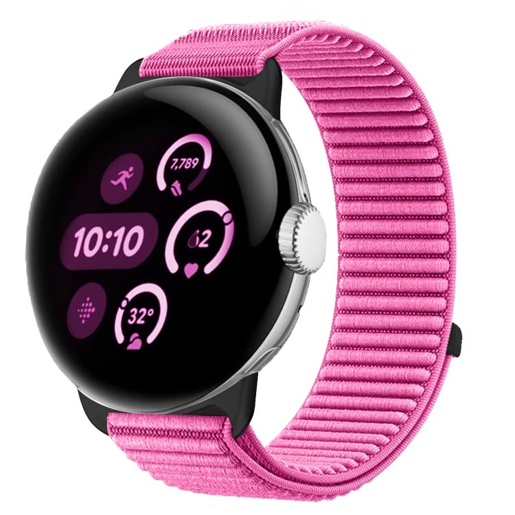 For Google Pixel Watch 4 / 3 / 2 / 1 41mm Woven Nylon Hook And Loop Fastener Metal Interface Watch Band