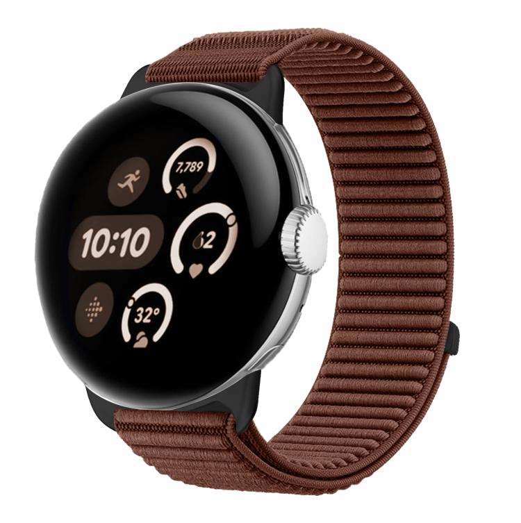 For Google Pixel Watch 4 / Watch 3 45mm Woven Nylon Hook And Loop Fastener Metal Interface Watch Band