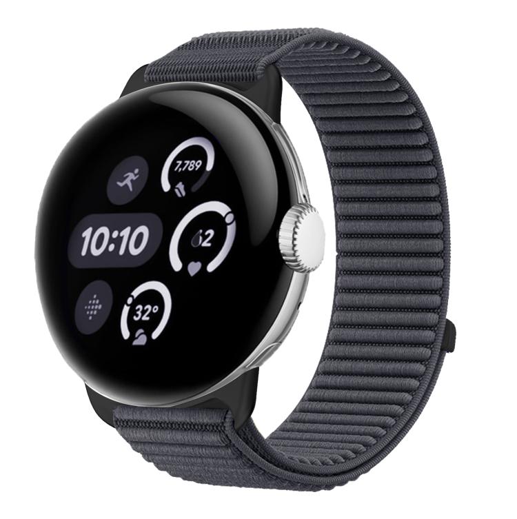 For Google Pixel Watch 4 / 3 / 2 / 1 41mm Woven Nylon Hook And Loop Fastener Metal Interface Watch Band