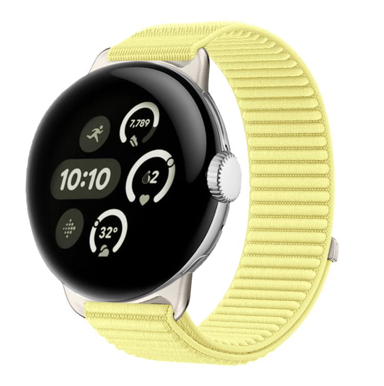 For Google Pixel Watch 4 / 3 / 2 / 1 41mm Woven Nylon Hook And Loop Fastener Metal Interface Watch Band