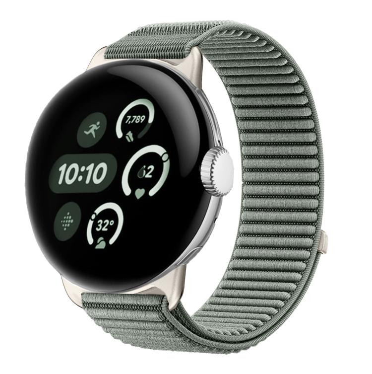 For Google Pixel Watch 4 / 3 / 2 / 1 41mm Woven Nylon Hook And Loop Fastener Metal Interface Watch Band