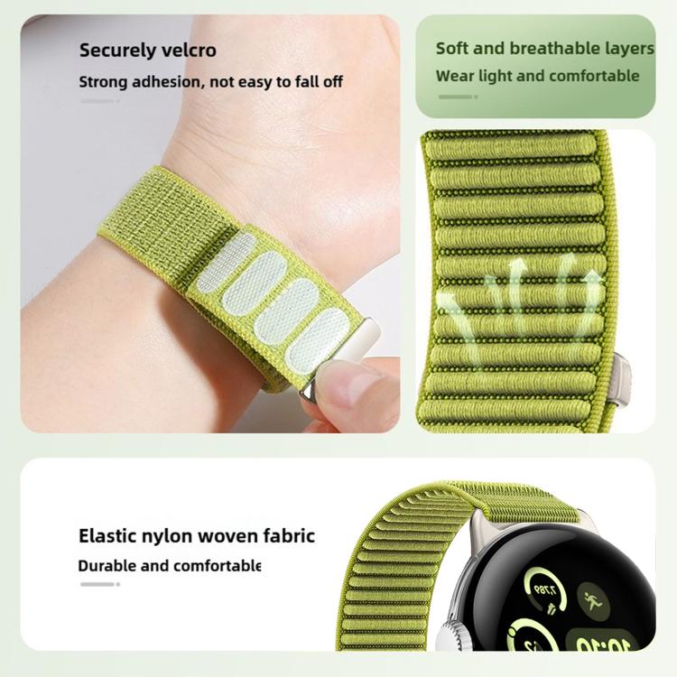 For Google Pixel Watch 4 / 3 / 2 / 1 41mm Woven Nylon Hook And Loop Fastener Metal Interface Watch Band