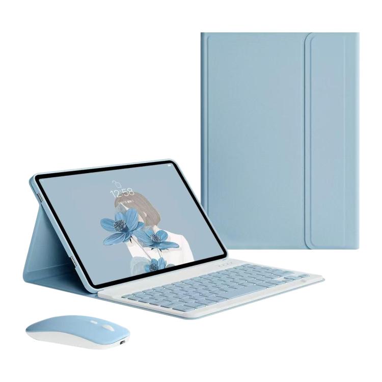 For iPad 2025 Detachable Magnetic Bluetooth Keyboard Tablet Case with Mouse - Dusty Blue