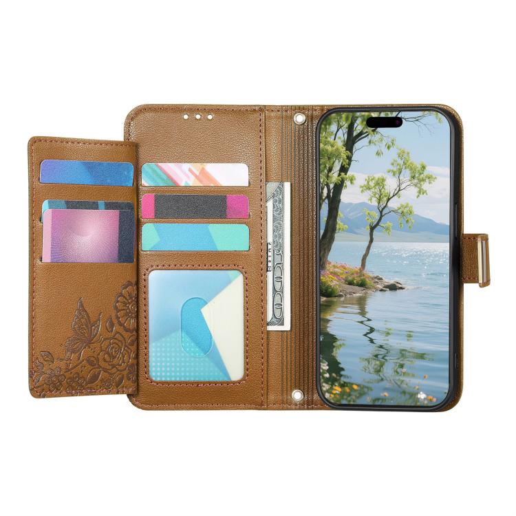 For Xiaomi 17 Flowers Leaves Zipper Wallet Leather Phone Case with Strap