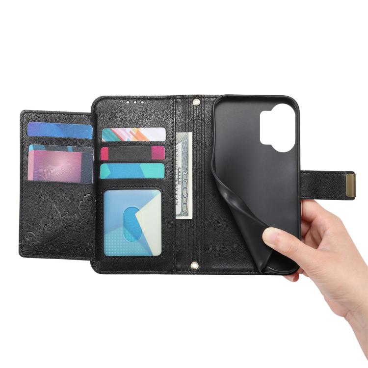 For Redmi Turbo 5 Max 5G Flowers Leaves Zipper Wallet Leather Phone Case with Strap